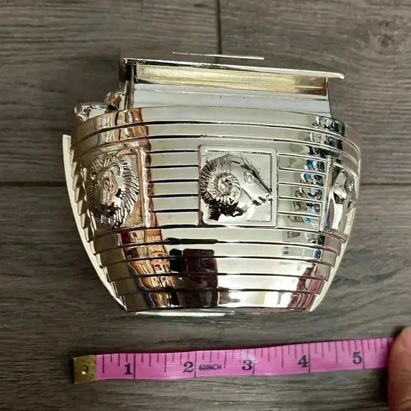 Maison Birks  Silver Toned Noah Ark Coin Bank Piggy Bank - Picture 8 of 9